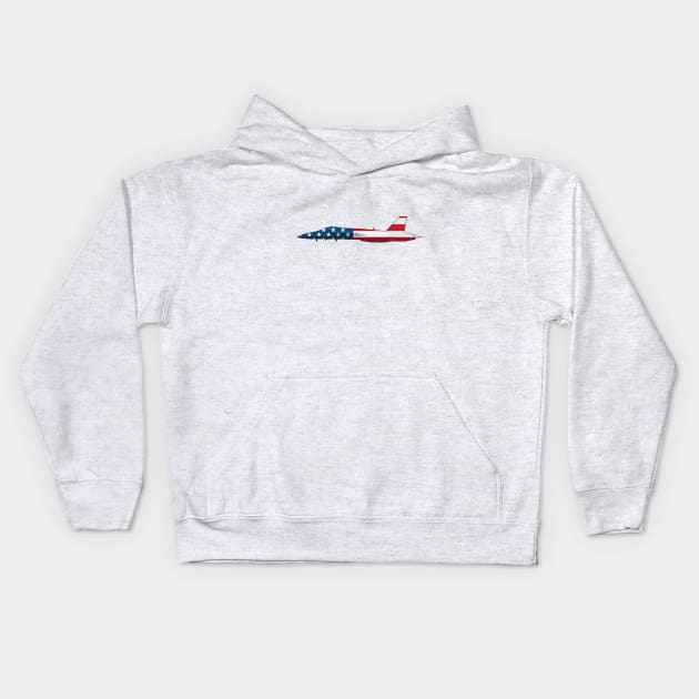 American Flag FA-18 Super Hornet Military Jet Kids Hoodie by hobrath